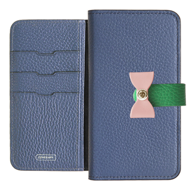 本革 32色 イタリアンシュリンクレザー 4wayベルト＆リボンデコ 手帳型ケース