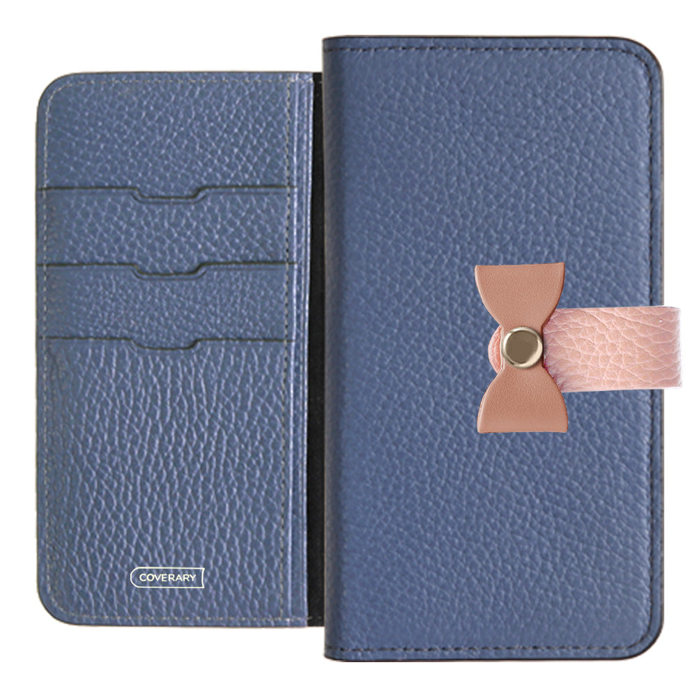 Étui portefeuille en cuir véritable italien grainé 32 couleurs, ceinture 3-en-1 et décoration ruban pour la série Galaxy