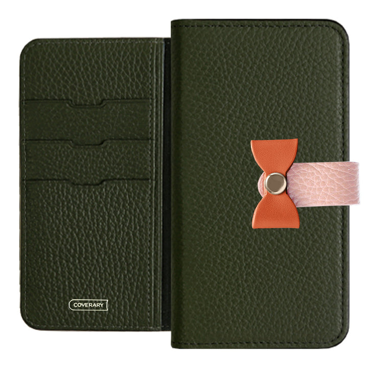 Cuir véritable 32 couleurs cuir italien grainé ceinture 3-en-1 et décoration ruban étui portefeuille série Xperia