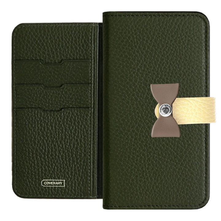 Cuir véritable 32 couleurs cuir italien grainé ceinture 4 voies & décoration ruban étui portefeuille série Xperia