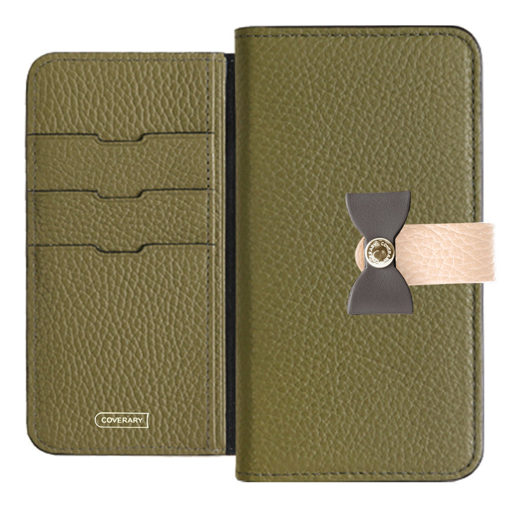 本革 32色 イタリアンシュリンクレザー 4wayベルト＆リボンデコ 手帳型ケース