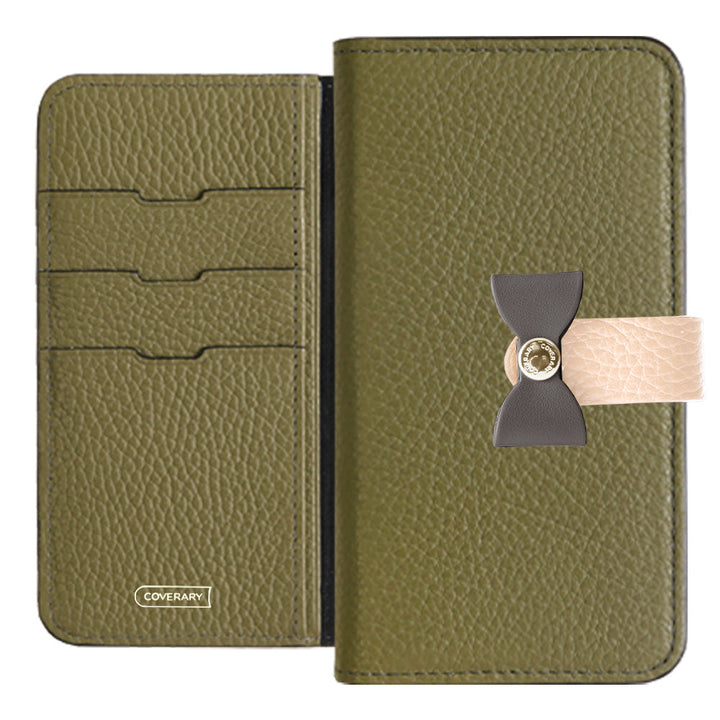 Genuine leather 32 colors Italian shrink leather 4-way belt & ribbon decoration notebook-style case Galaxy series