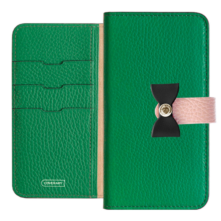 Cuir véritable 32 couleurs cuir italien grainé ceinture 4 voies & décoration ruban étui portefeuille série Xperia