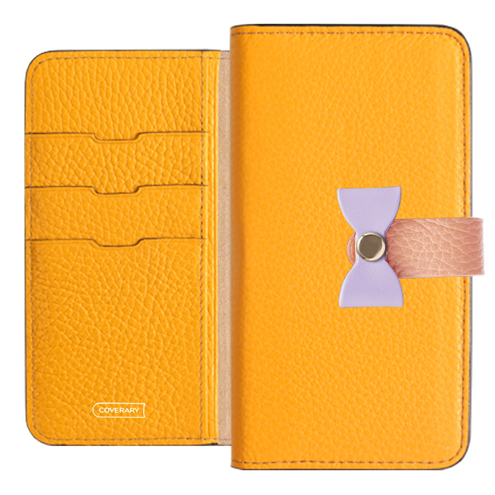 Étui portefeuille en cuir véritable italien grainé 32 couleurs, ceinture 3-en-1 et décoration ruban pour la série Galaxy