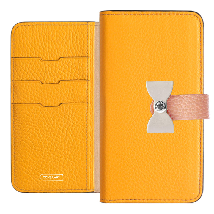 Genuine leather 32 colors Italian shrink leather 4-way belt & ribbon decoration notebook-style case Galaxy series