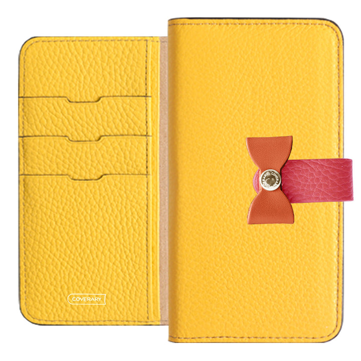 Genuine leather 32 colors Italian shrink leather 4-way belt & ribbon decoration notebook-style case Galaxy series