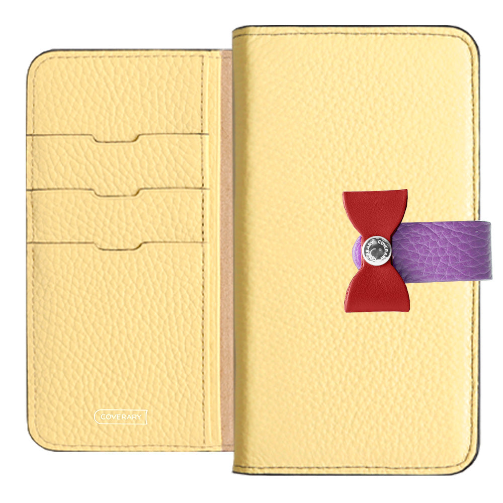 Cuir véritable 32 couleurs cuir italien grainé ceinture 4 voies & décoration ruban étui portefeuille série Xperia