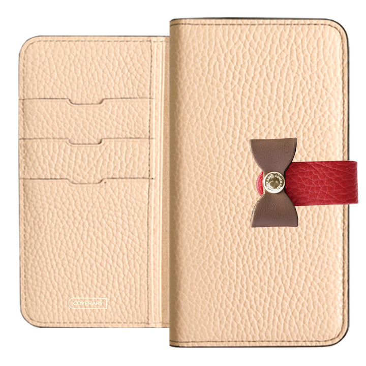 本革 32色 イタリアンシュリンクレザー 4wayベルト＆リボンデコ 手帳型ケース