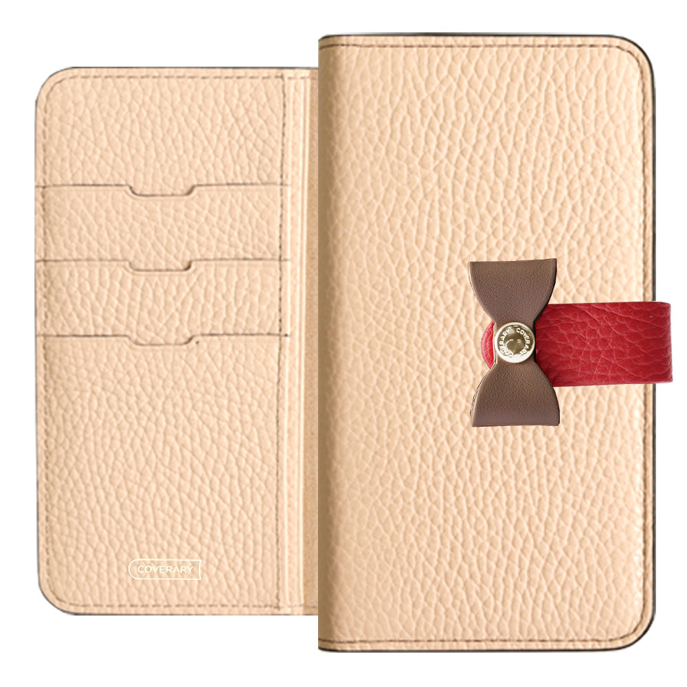 Cuir véritable 32 couleurs cuir italien grainé ceinture 4 voies & décoration ruban étui portefeuille série Xperia