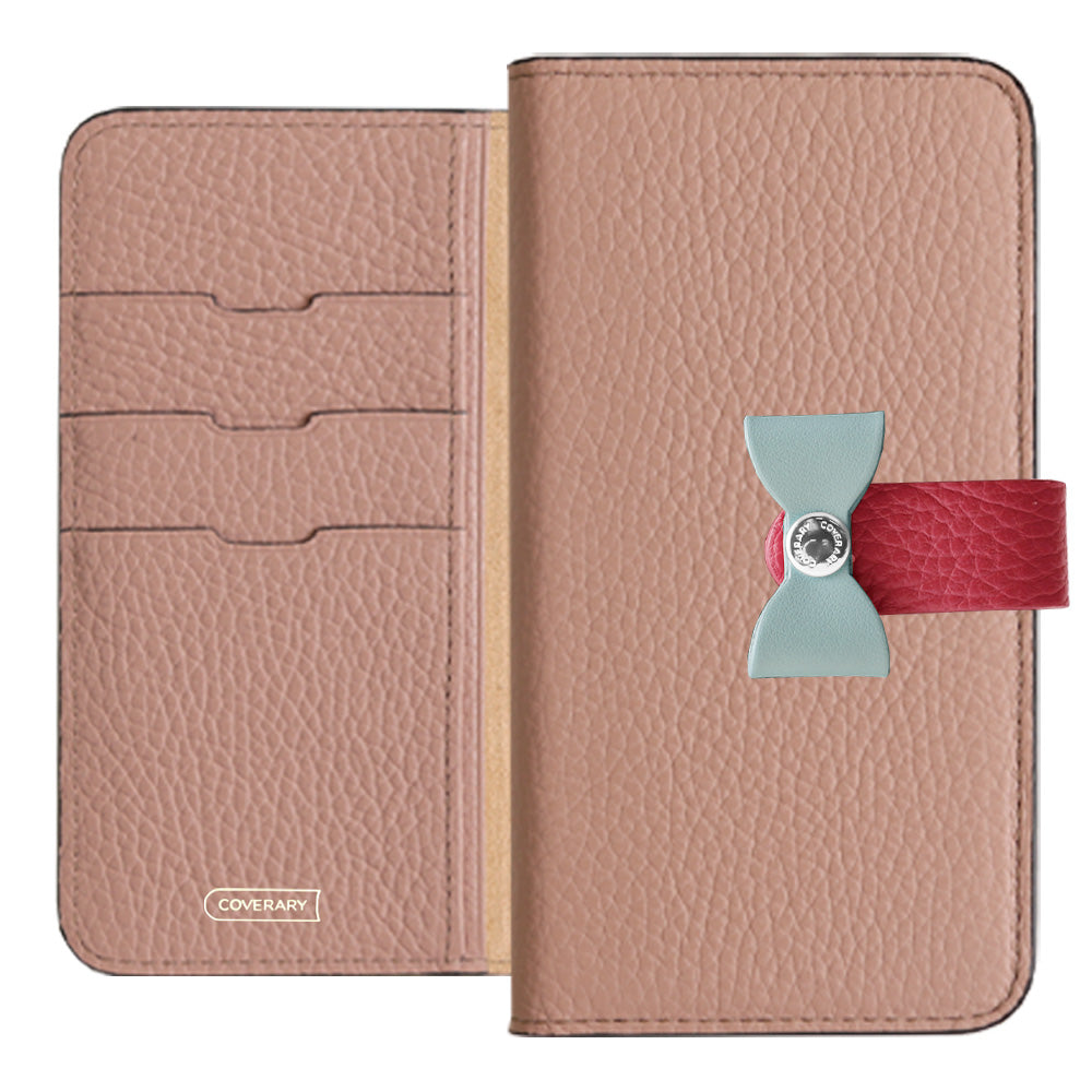 Cuir véritable 32 couleurs cuir italien grainé ceinture 4 voies & décoration ruban étui portefeuille série Xperia