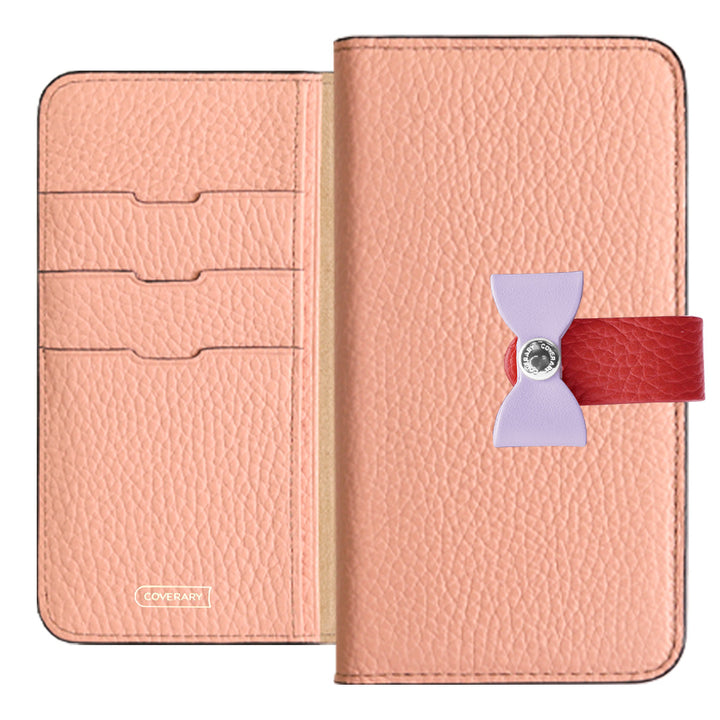 本革 32色 イタリアンシュリンクレザー 4wayベルト＆リボンデコ 手帳型ケース