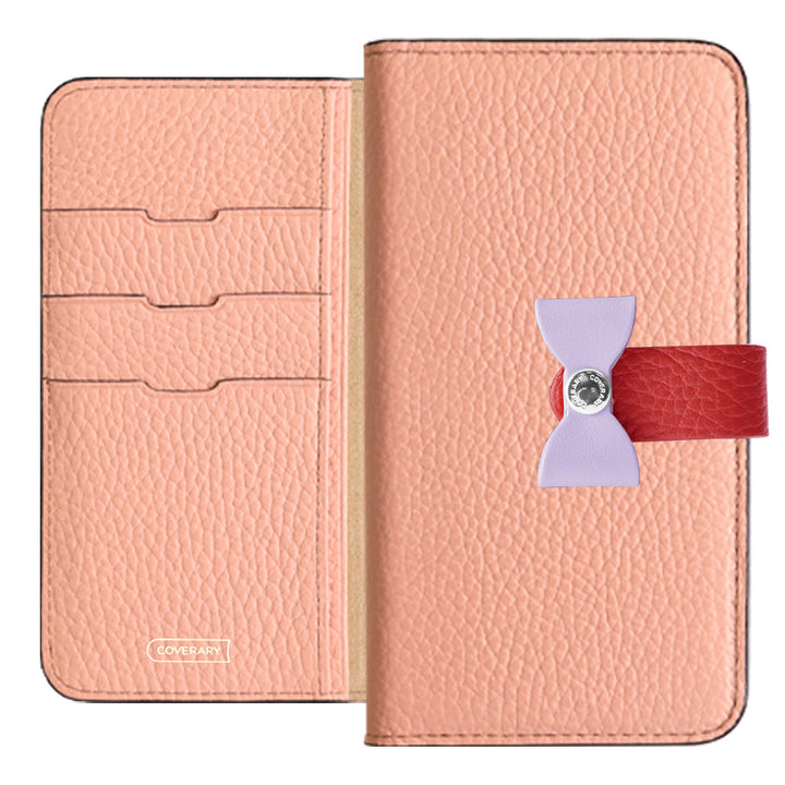 Genuine leather 32 colors Italian shrink leather 4-way belt & ribbon decoration notebook-style case Galaxy series