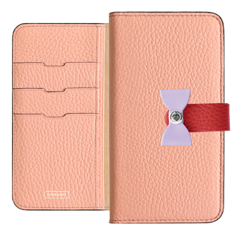 Cuir véritable 32 couleurs cuir italien grainé ceinture 4 voies & décoration ruban étui portefeuille série Xperia