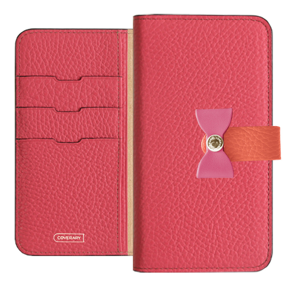 Genuine leather 32 colors Italian shrink leather 4-way belt & ribbon decoration notebook-style case Galaxy series