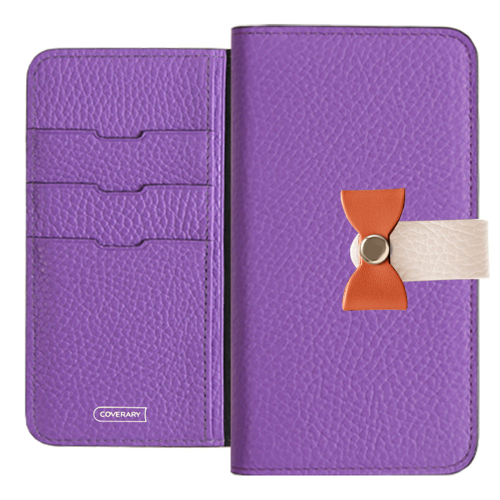 Étui portefeuille en cuir véritable italien grainé 32 couleurs, ceinture 3-en-1 et décoration ruban pour la série AQUOS