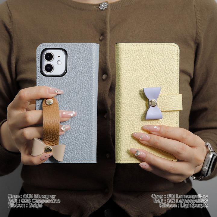 Cuir véritable 32 couleurs cuir italien grainé ceinture 4 voies & décoration ruban étui portefeuille série Xperia