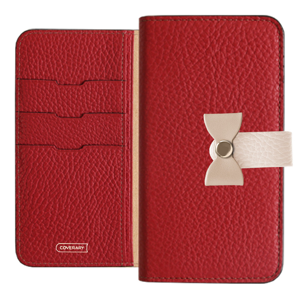 Étui portefeuille en cuir véritable italien grainé 32 couleurs, ceinture 3-en-1 et décoration ruban pour la série AQUOS