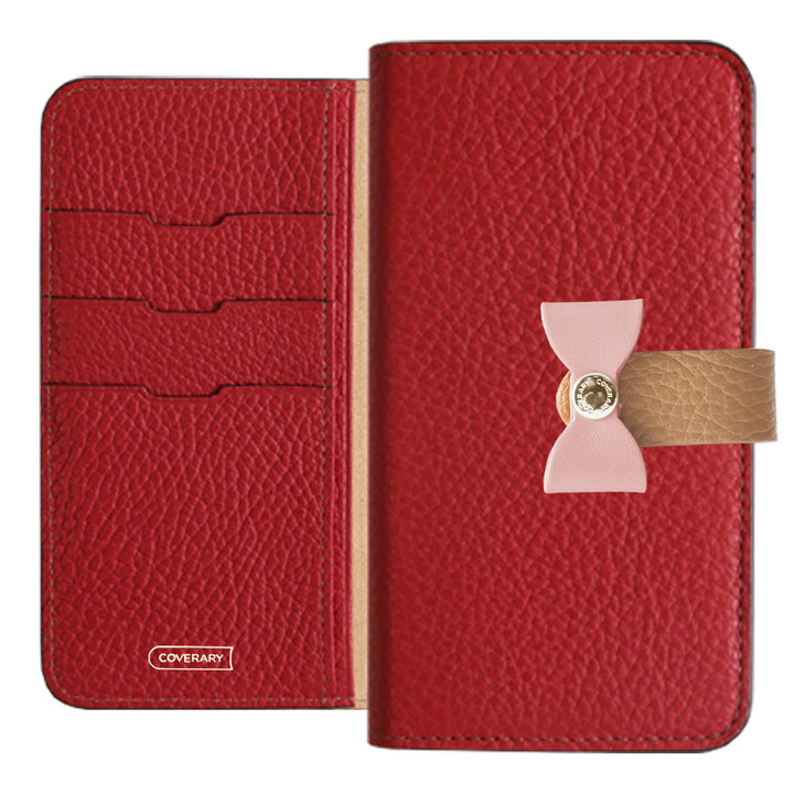 Cuir véritable 32 couleurs cuir italien grainé ceinture 4 voies & décoration ruban étui portefeuille série Xperia