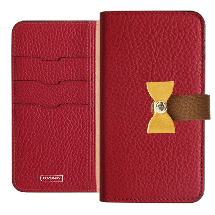 本革 32色 イタリアンシュリンクレザー 4wayベルト＆リボンデコ 手帳型ケース