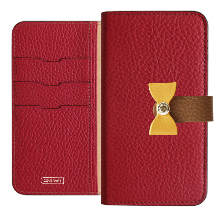 Genuine leather 32 colors Italian shrink leather 4-way belt & ribbon decoration notebook-style case Galaxy series