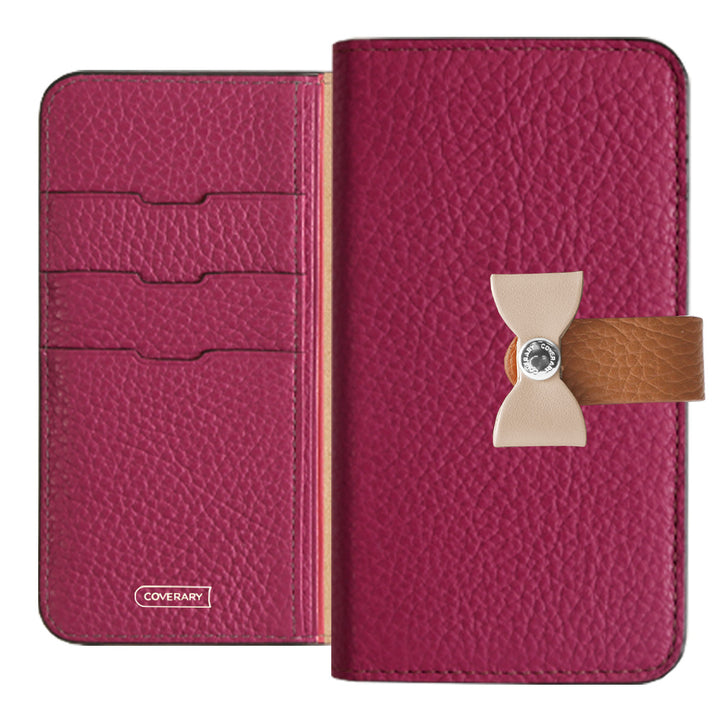 本革 32色 イタリアンシュリンクレザー 4wayベルト＆リボンデコ 手帳型ケース