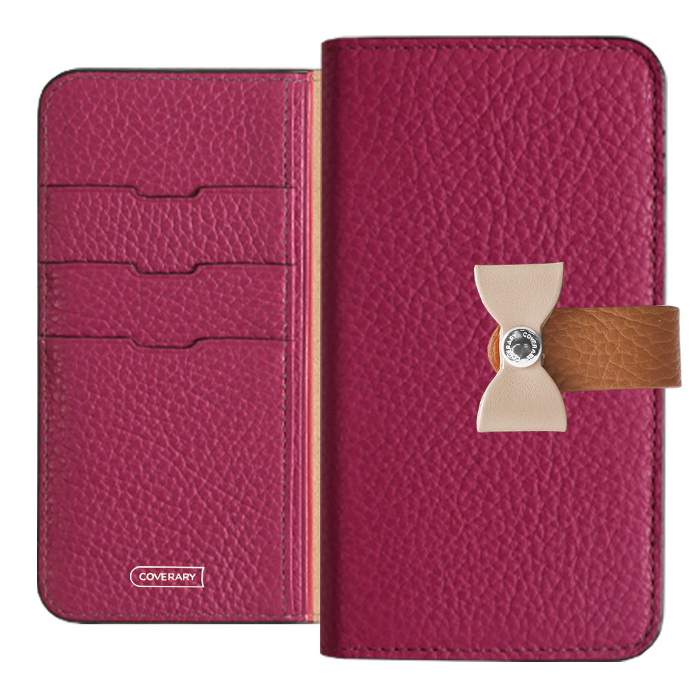 Genuine leather 32 colors Italian shrink leather 4-way belt & ribbon decoration notebook-style case Galaxy series