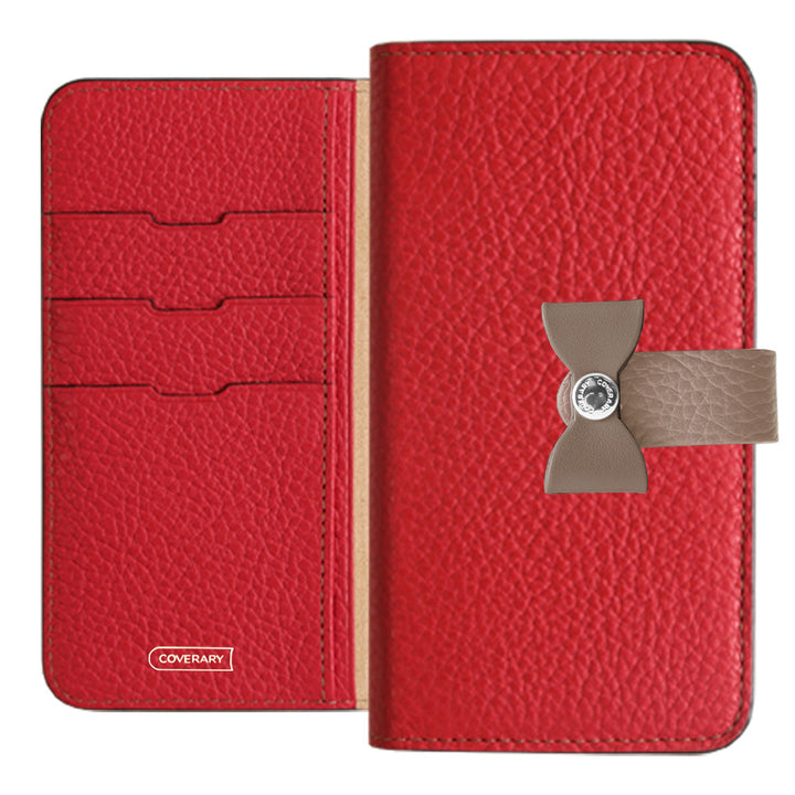 本革 32色 イタリアンシュリンクレザー 4wayベルト＆リボンデコ 手帳型ケース