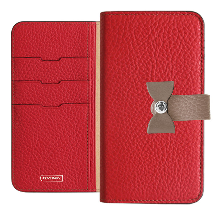 Genuine leather 32 colors Italian shrink leather 4-way belt & ribbon decoration notebook-style case Galaxy series