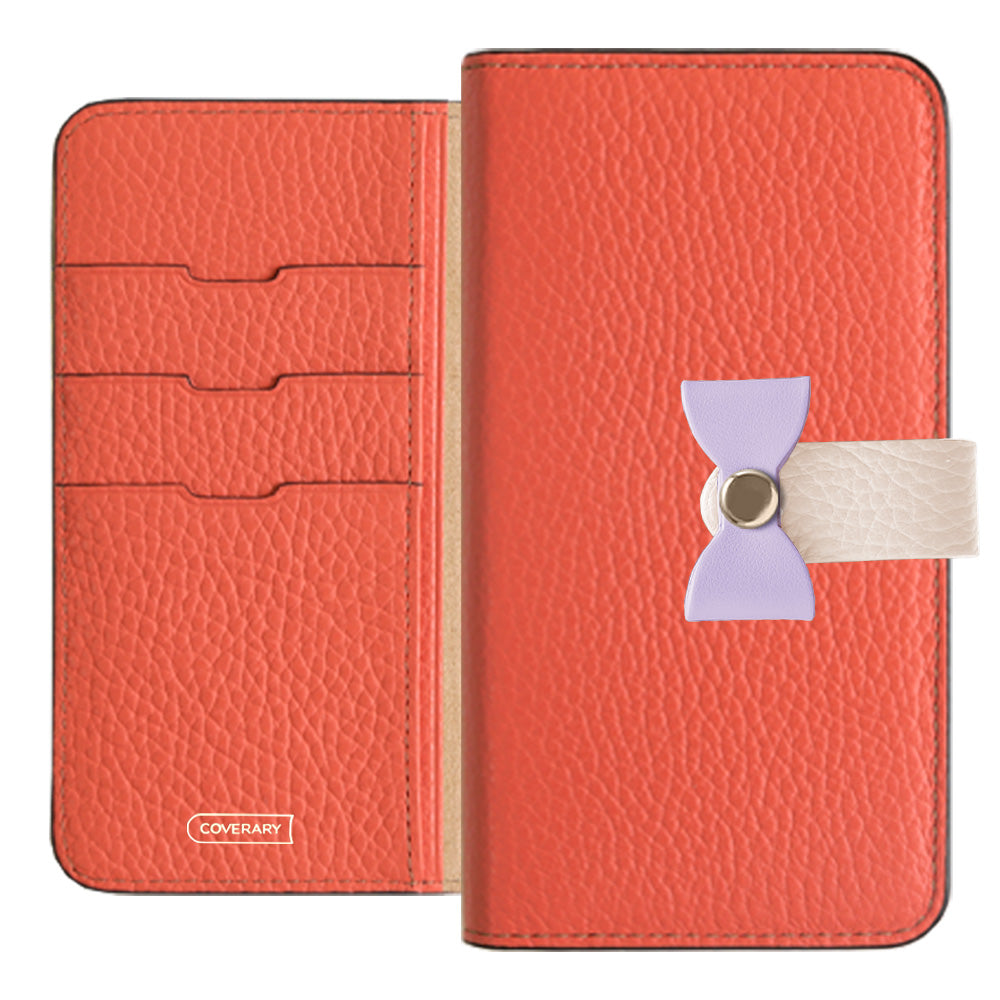 Cuir véritable 32 couleurs cuir italien grainé ceinture 3-en-1 et décoration ruban étui portefeuille série Xperia