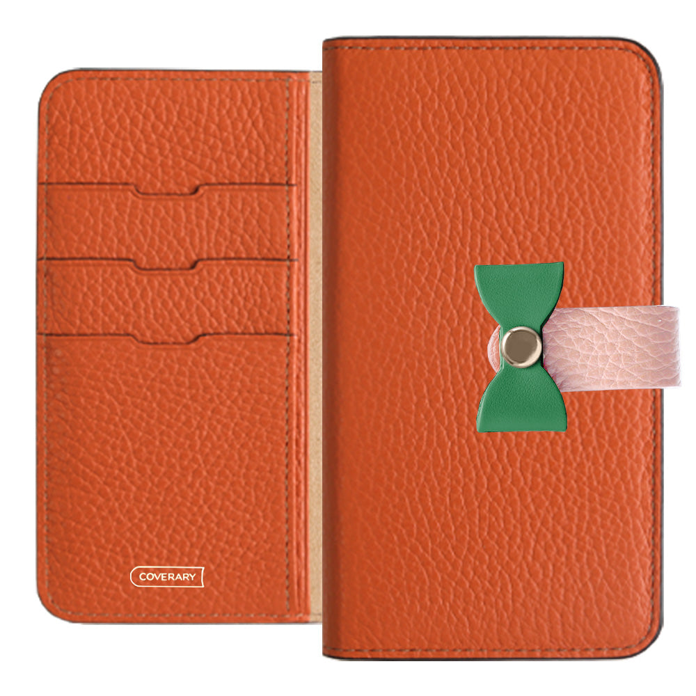 Cuir véritable 32 couleurs cuir italien grainé ceinture 3-en-1 et décoration ruban étui portefeuille pour série iPhone