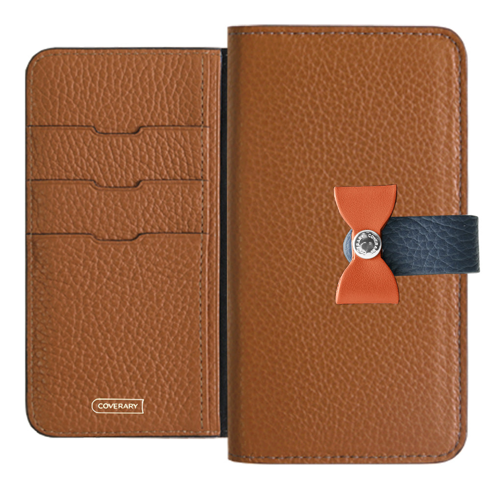 Genuine leather 32 colors Italian shrink leather 4-way belt & ribbon decoration notebook-style case Galaxy series