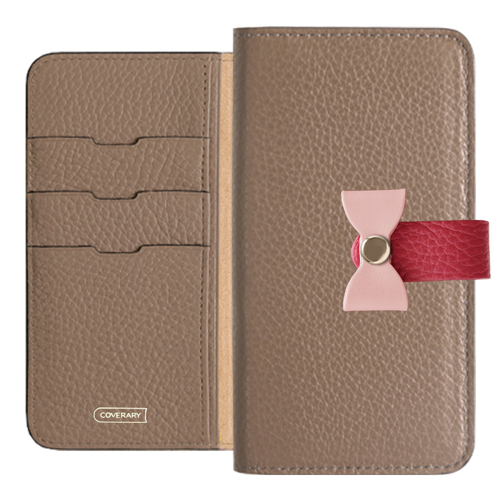 Cuir véritable 32 couleurs cuir italien grainé ceinture 3-en-1 et décoration ruban étui portefeuille pour série iPhone