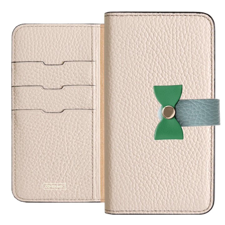 Cuir véritable 32 couleurs cuir italien grainé ceinture 3-en-1 et décoration ruban étui portefeuille série Xperia