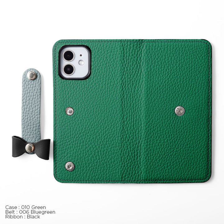 Genuine leather 32 colors Italian shrink leather 4-way belt & ribbon decoration notebook-style case Galaxy series