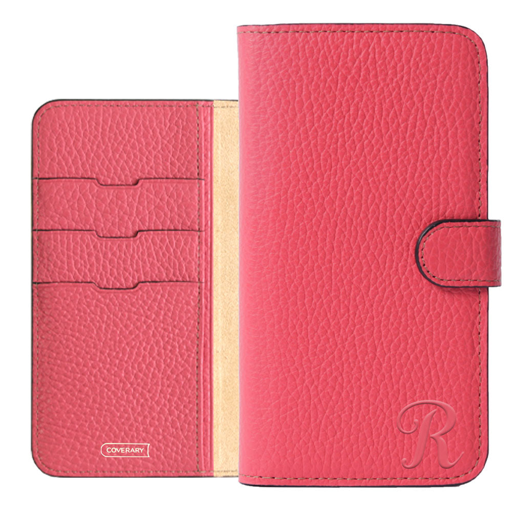 本革 32色 イタリアンシュリンクレザー イニシャル 手帳型ケース（ベルトあり）iPhoneシリーズ