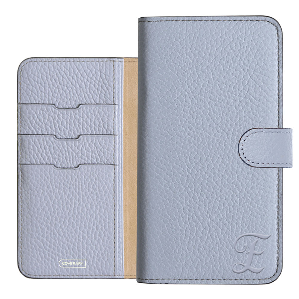 Étui portefeuille en cuir véritable 32 couleurs cuir italien grainé avec initiales (avec ceinture) série Galaxy