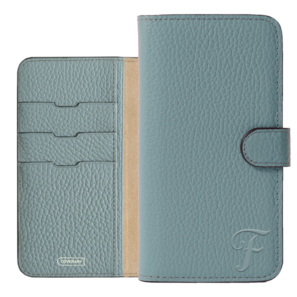 本革 32色 イタリアンシュリンクレザー イニシャル 手帳型ケース（ベルトあり）iPhoneシリーズ