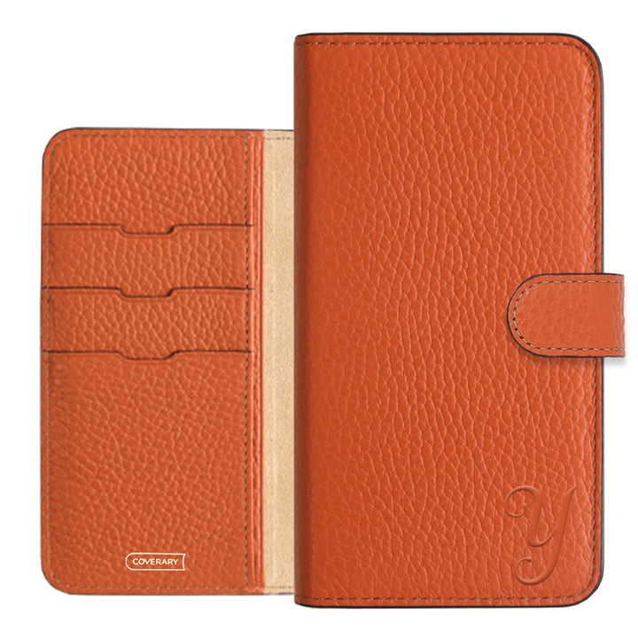 本革 32色 イタリアンシュリンクレザー イニシャル 手帳型ケース（ベルトあり）AQUOSシリーズ