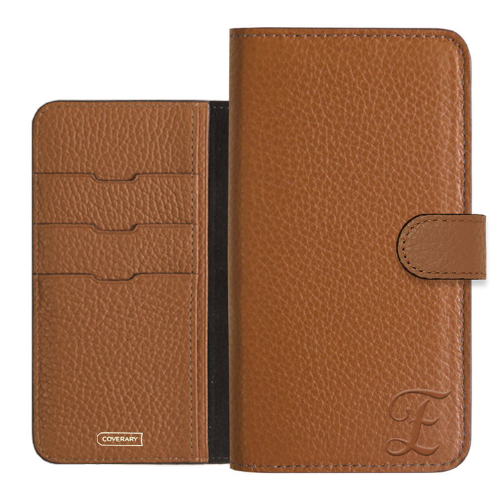 本革 32色 イタリアンシュリンクレザー イニシャル 手帳型ケース（ベルトあり）AQUOSシリーズ