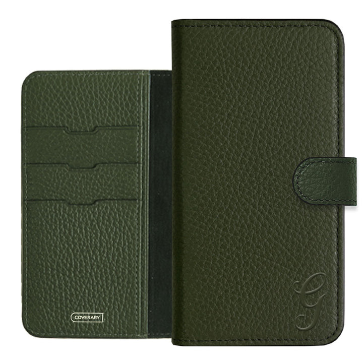 本革 32色 イタリアンシュリンクレザー イニシャル 手帳型ケース（ベルトあり）AQUOSシリーズ