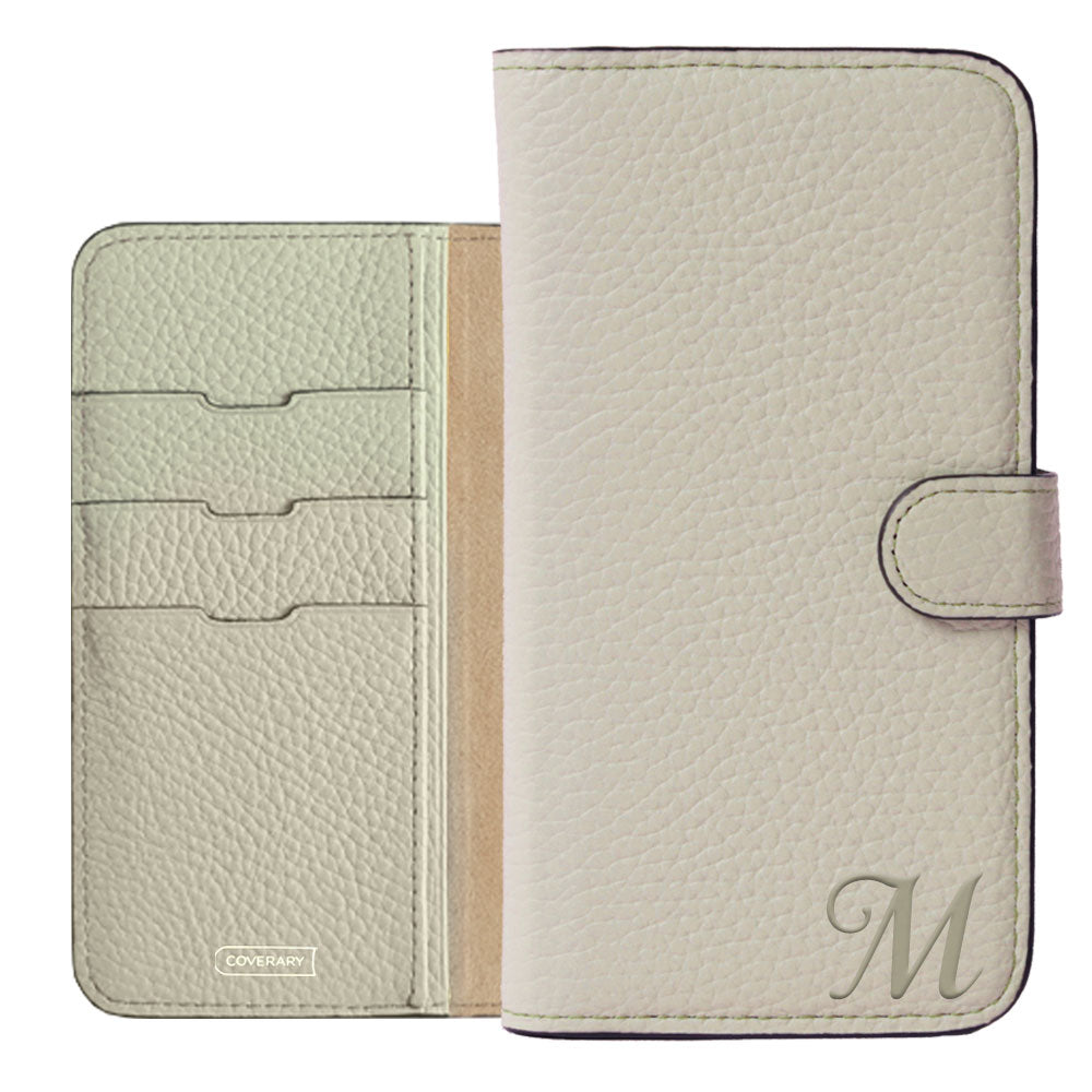 本革 32色 イタリアンシュリンクレザー イニシャル 手帳型ケース（ベルトあり）AQUOSシリーズ