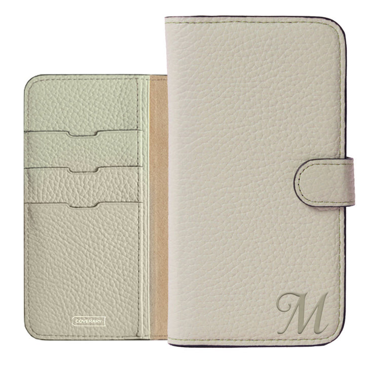 本革 32色 イタリアンシュリンクレザー イニシャル 手帳型ケース（ベルトあり）AQUOSシリーズ