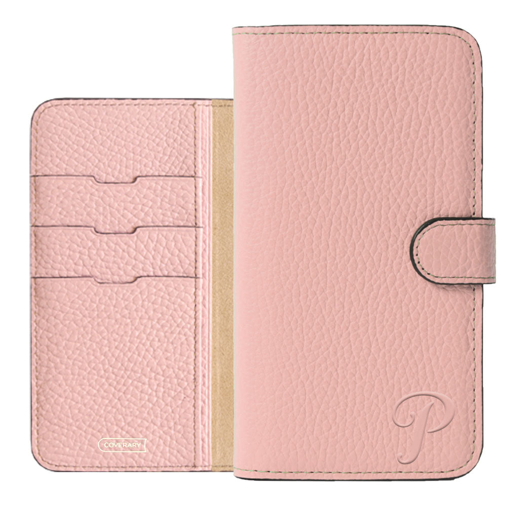 Étui portefeuille en cuir véritable 32 couleurs cuir italien grainé avec initiales (avec ceinture) série Galaxy