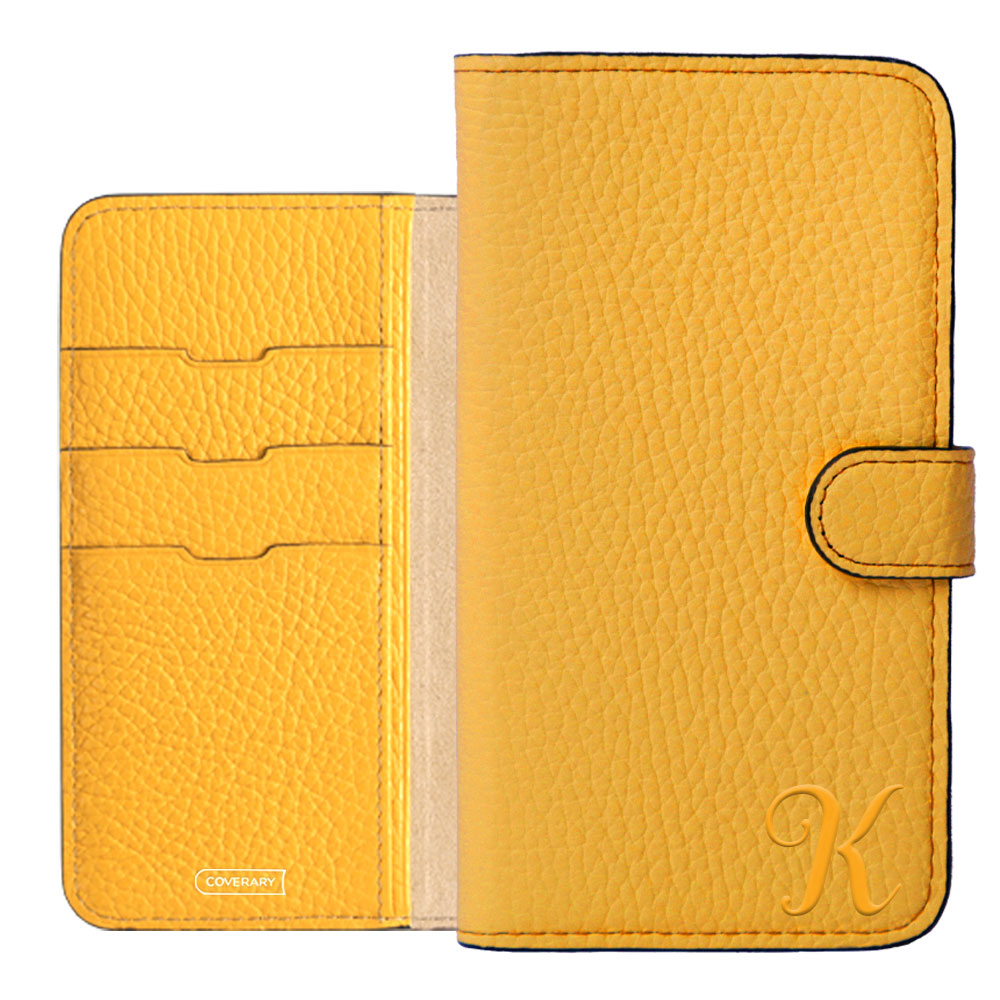 本革 32色 イタリアンシュリンクレザー イニシャル 手帳型ケース（ベルトあり）AQUOSシリーズ