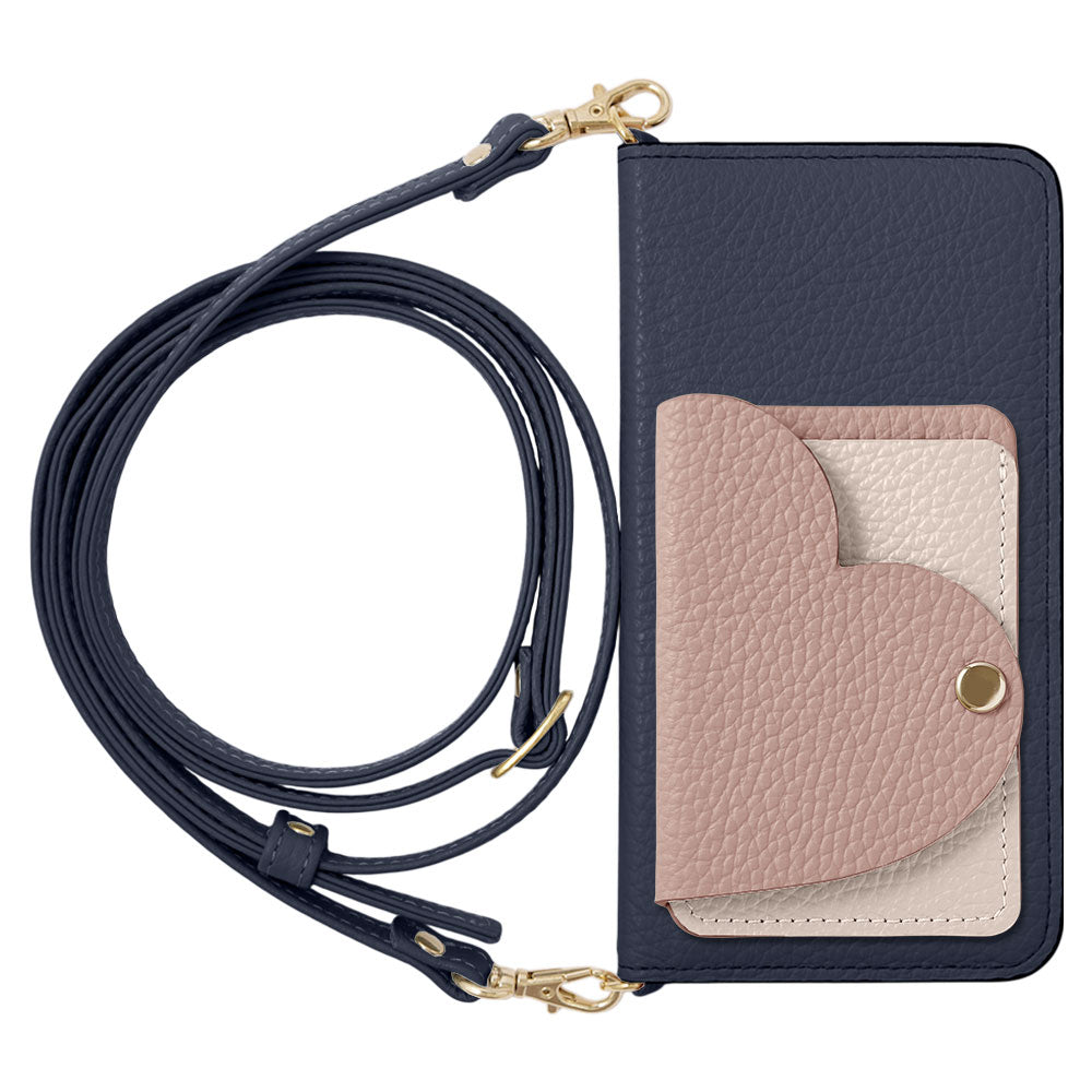 Genuine Leather 32 Colors Italian Shrink Leather Heart Mirror Card Case With Shoulder Strap Notebook Style Case Xperia Series