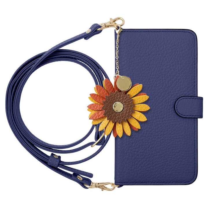 Genuine Leather 32 Colors Italian Shrink Leather Real Flower Charm with Shoulder Strap Notebook Case (with Belt) Galaxy Series
