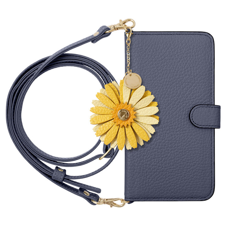 Genuine Leather 32 Colors Italian Shrink Leather Real Flower Charm With Shoulder Strap Notebook Case (With Belt) Xperia Series