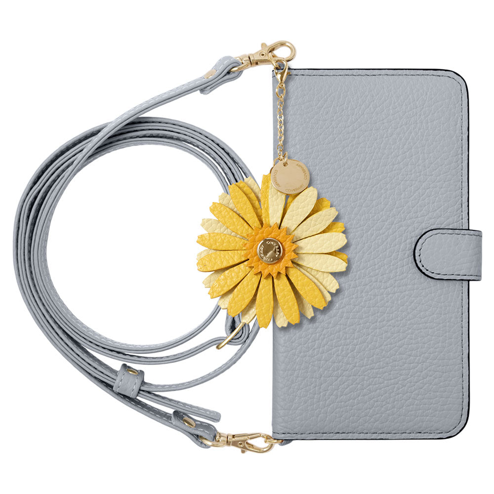 Genuine Leather 32 Colors Italian Shrink Leather Real Flower Charm With Shoulder Strap Notebook Case (With Belt) Xperia Series