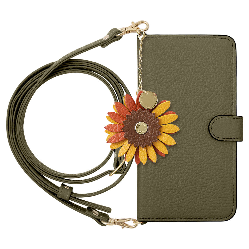 Genuine Leather 32 Colors Italian Shrink Leather Real Flower Charm With Shoulder Strap Notebook Case (With Belt) Xperia Series