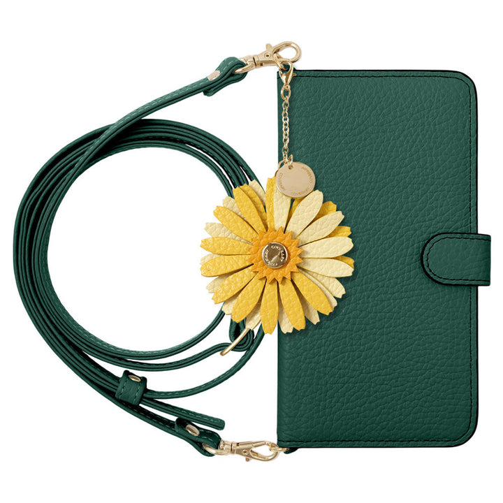 Genuine Leather 32 Colors Italian Shrink Leather Real Flower Charm with Shoulder Strap Notebook Case (with Belt) Galaxy Series